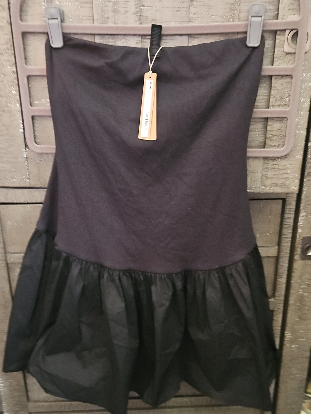 SKIMS Black Strapless Bubble-Hem Mini Tube Dress